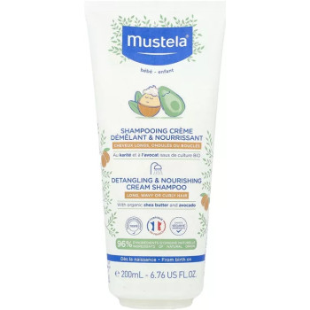 Mustela - Shampooing Crème Démêlant & Nourrissant - Karité et Avocat bio, 200 ml