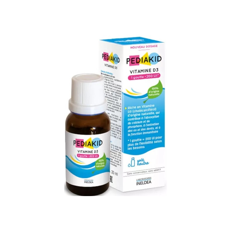 PEDIAKID - Vitamine D3 - Complément alimentaire pour la croissance et l’immunité, 20 ml