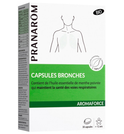 Pranarôm - Aromaforce Capsules Bronches Bio – Huiles essentielles, 30 capsules