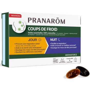 Pranarôm - Coups de Froid Jour & Nuit – Huiles essentielles, 30 capsules