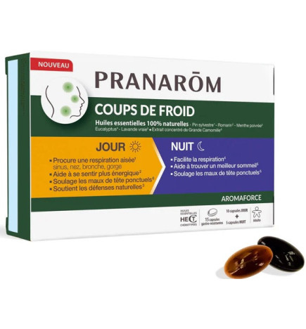 Pranarôm - Coups de Froid Jour & Nuit – Huiles essentielles, 30 capsules
