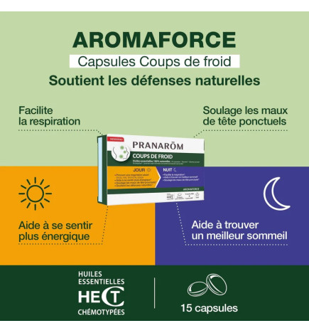 Pranarôm - Coups de Froid Jour & Nuit – Huiles essentielles, 30 capsules