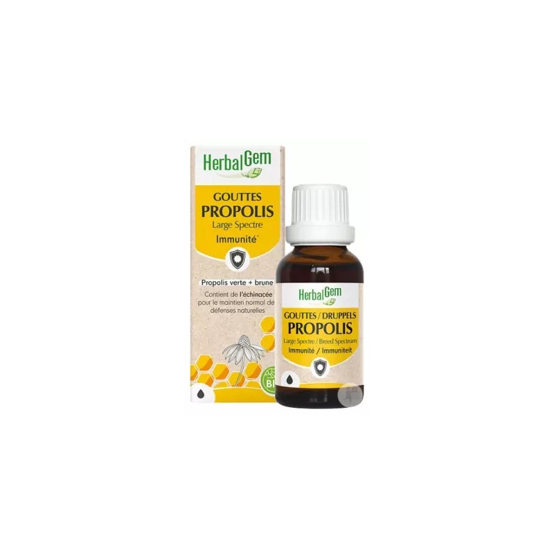 HerbalGem - Bio Propolis Large Spectre Immunité – Propolis verte et brune, 15 ml