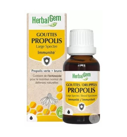 HerbalGem - Bio Propolis Large Spectre Immunité – Propolis verte et brune, 15 ml