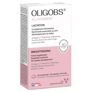 Laboratoire CCD - Oligobs Allaitement - Complément alimentaire vitamines, minéraux & oméga 3, 30 comprimés + 30 capsules