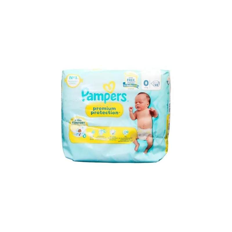 Pampers - Premium Protection Skin Comfort Taille 0 – Pour bébés ≤ 3 kg, 22 unités