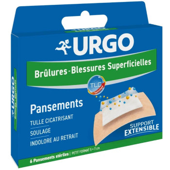 Urgo - Brûlures & Blessures Superficielles - Pansements stériles TLC, 5 x 7 cm, 6 unités