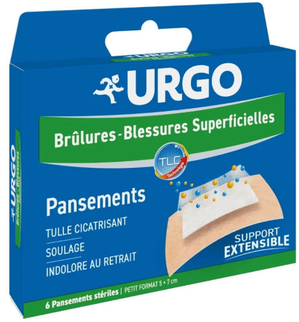 Urgo - Brûlures & Blessures Superficielles - Pansements stériles TLC, 5 x 7 cm, 6 unités