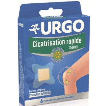Urgo - Cicatrisation Rapide Genoux - Pansements hydrocolloïdes résistants à l’eau, 6 unités