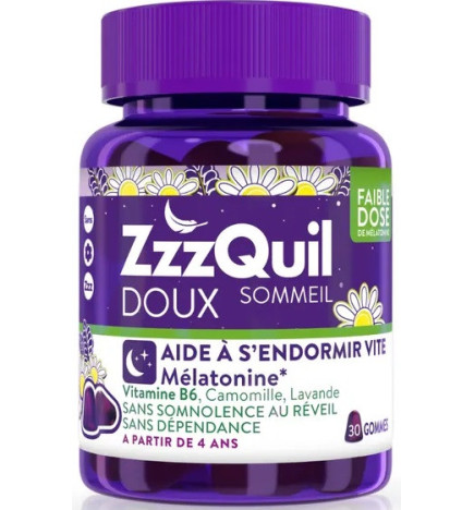 ZzzQuil – Doux Sommeil - Gommes à mâcher goût fruits des bois, 30 gommes