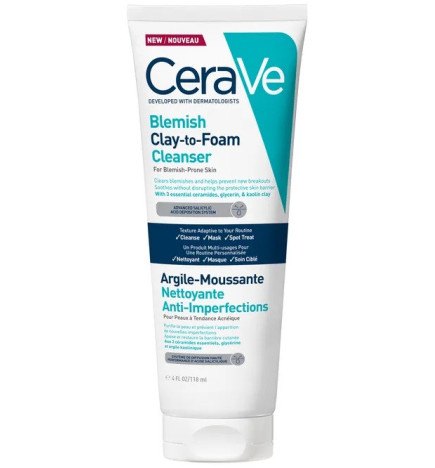 CeraVe - Argile Moussante Nettoyante Anti-Imperfections – Acide salicylique 2%, 150 ml
