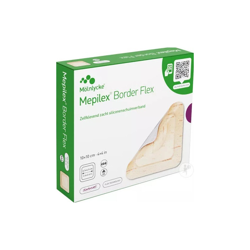 Mölnlycke – Mepilex Border Flex – Pansement – 10 x 10 cm – Boîte de 16