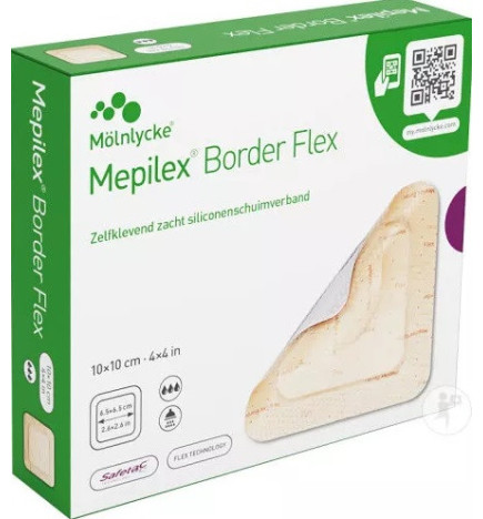 Mölnlycke – Mepilex Border Flex – Pansement – 10 x 10 cm – Boîte de 16