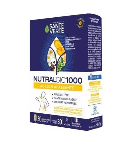 Santé Verte – Nutralgic 1000 – Confort tête, articulations & cycle féminin – 30 Comprimés