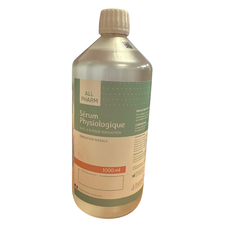 All Pharm - Sérum Physiologique - Irrigation nasale et hygiénique – NaCl 0,9 %, 1000 ml