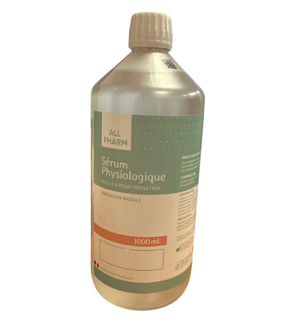All Pharm - Sérum Physiologique - Irrigation nasale et hygiénique – NaCl 0,9 %, 1000 ml