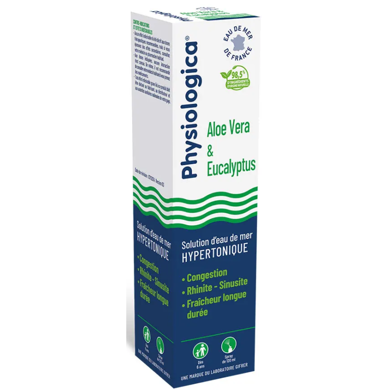Physiologica – Spray nasal hydratant et rafraîchissant - Aloe Vera & Eucalyptus, 120 ml