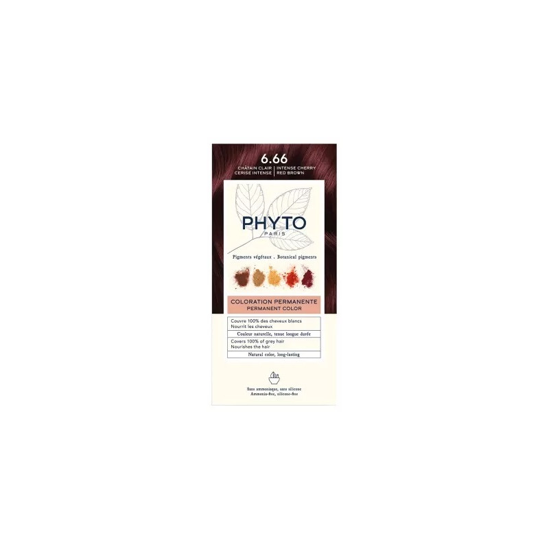 Phyto - PhytoColor Coloration Permanente – 6.66 Châtain Clair Rouge Intense, 1 kit (112 ml)