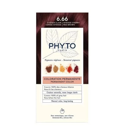 Phyto - PhytoColor Coloration Permanente – 6.66 Châtain Clair Rouge Intense, 1 kit (112 ml)