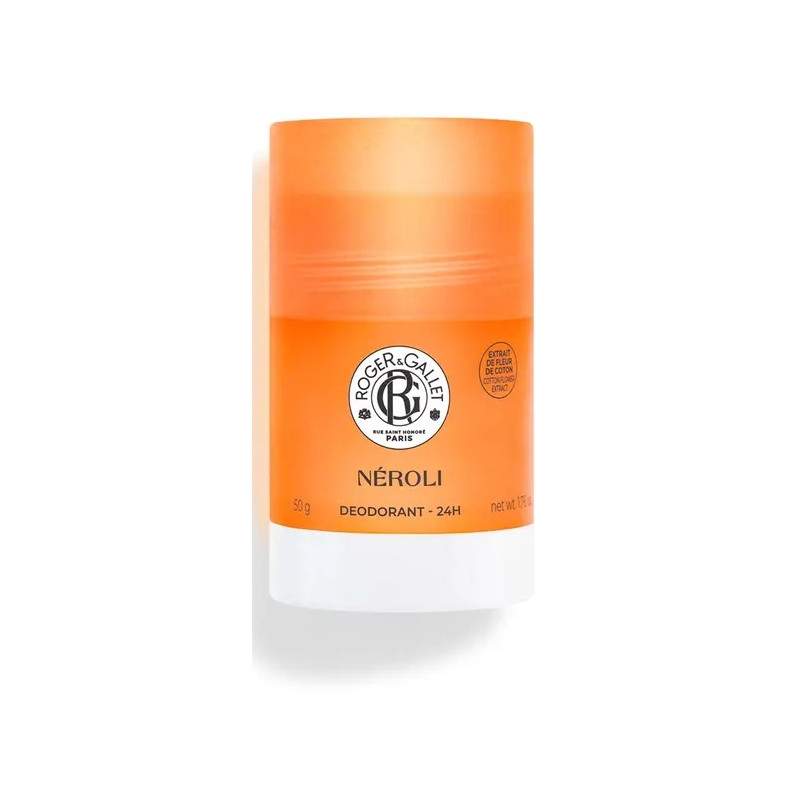 Roger & Gallet - Néroli Déodorant Stick 24h – Extrait de fleur de coton & fleur d’oranger, 50 g