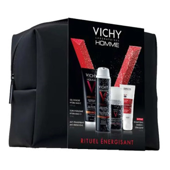 Vichy - Homme Coffret Rituel Énergisant – Gel douche, soin hydratant, déodorant & shampoing offert