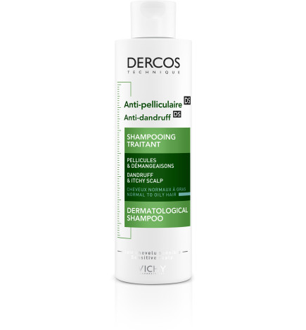 Vichy – Dercos Technique Antipelliculaire DS shampooing traitant pellicules & démangeaisons cheveux normaux à gras, 200 ml