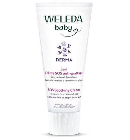 Weleda – Baby Derma Crème SOS Anti-Grattage 3en1 à la Mauve Blanche Bio, 50 ml