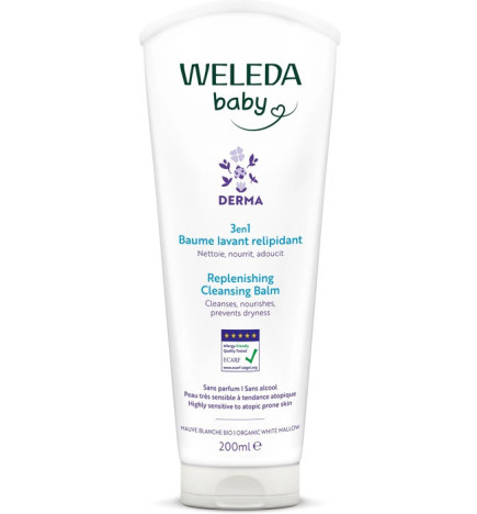 ChatGPT a dit :  Weleda – Baby Derma Baume Lavant Relipidant 3 en 1 à la Mauve Blanche Bio, 200 ml