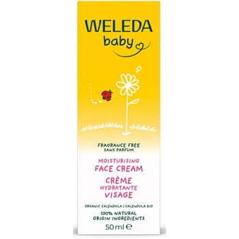 Weleda – Baby Crème Hydratante Visage au Calendula Bio Sans Parfum, 50 ml