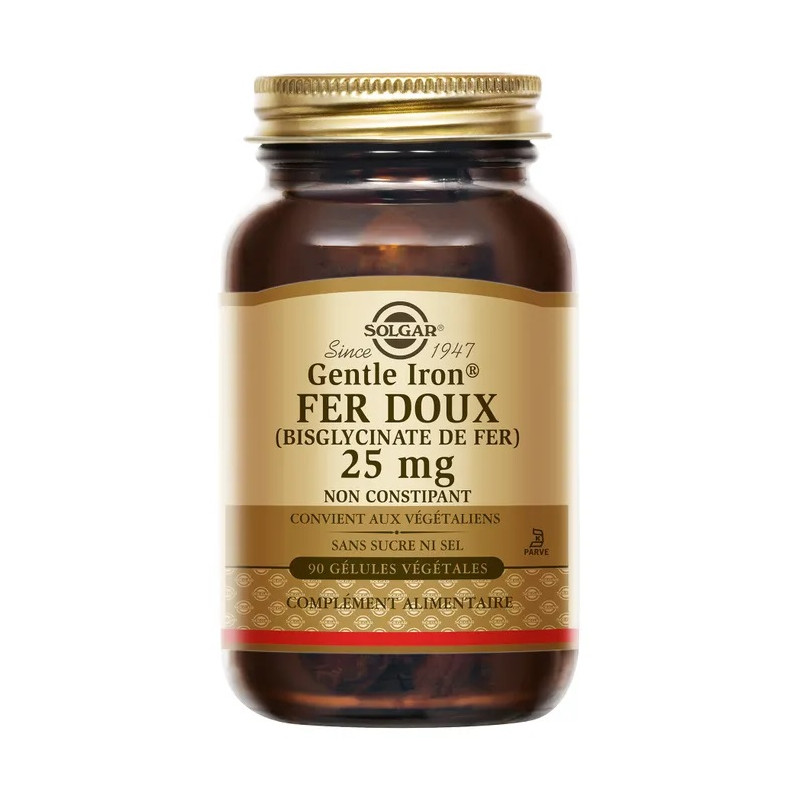 Solgar – Gentle Iron Fer Doux 25 mg, 90 gélules végétales