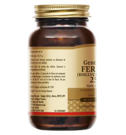 Solgar – Gentle Iron Fer Doux 25 mg, 90 gélules végétales