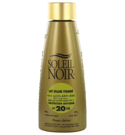Soleil Noir – Lait Solaire Vitaminé Protection Moyenne SPF20, 150 ml