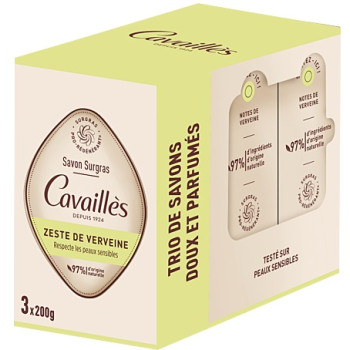 Rogé Cavaillès – Savon Surgras Extra-Doux Zeste de Verveine, Lot de 3 x 200 g