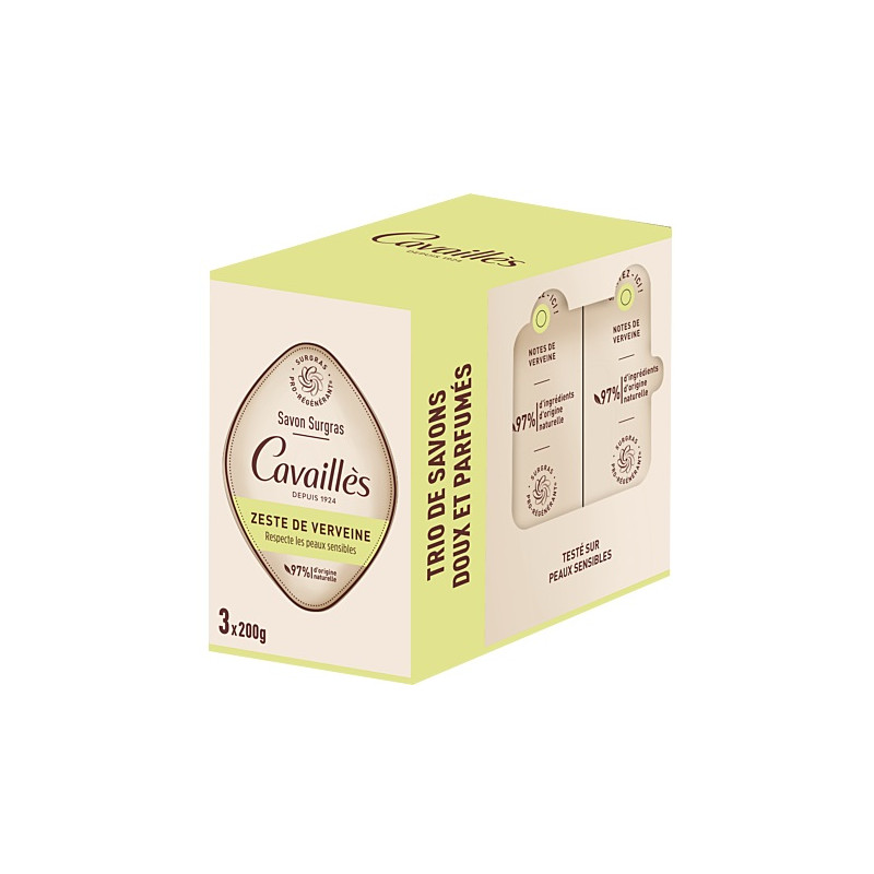 Rogé Cavaillès – Savon Surgras Extra-Doux Zeste de Verveine, Lot de 3 x 200 g Rogé Cavaillès – Savon Surgras Extra-Doux Zeste de Verveine, Lot de 3 x 200 g