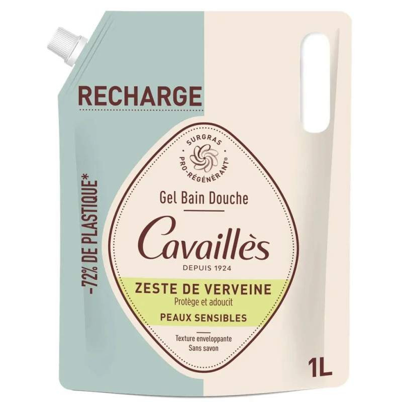 Rogé Cavaillès – Éco-Recharge Gel Bain Douche Zeste de Verveine, 1 L