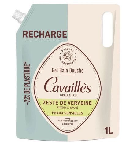 Rogé Cavaillès – Éco-Recharge Gel Bain Douche Zeste de Verveine, 1 L