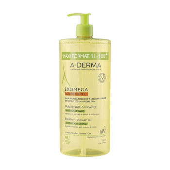 A-Derma – Exomega Control Huile lavante émolliente Anti-grattage, 1 L