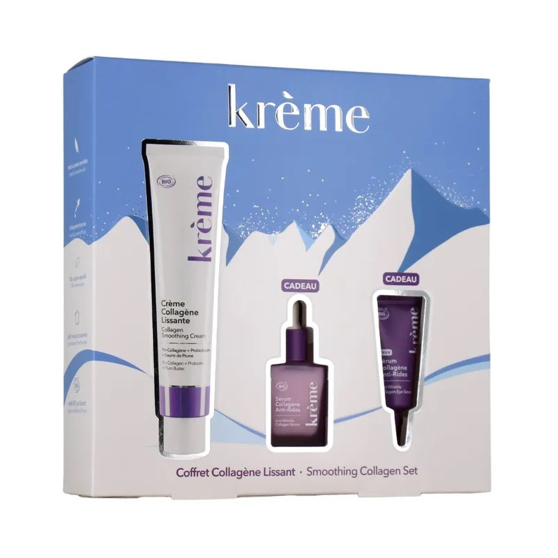 Krème – Coffret Collagène Lissant Bio (Crème 50 ml + Sérum 5 ml + Sérum Yeux 5 ml offert Krème – Coffret Collagène Lissant Bio (Crème 50 ml + Sérum 5 ml + Sérum Yeux 5 ml offert