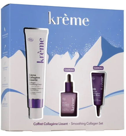 Krème – Coffret Collagène Lissant Bio (Crème 50 ml + Sérum 5 ml + Sérum Yeux 5 ml offert