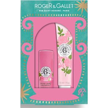 Roger & Gallet – Coffret Grand Bazar de Noël Rose, Baume lèvres & Crème mains