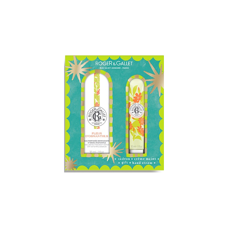 Roger & Gallet – Coffret Grand Bazar de Noël Fleur d’Osmanthus, Eau parfumée 30 ml & Crème mains 30 ml Roger & Gallet – Coffret Grand Bazar de Noël Fleur d’Osmanthus, Eau parfumée 30 ml & Crème mains 30 ml