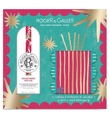 Roger & Gallet – Coffret Grand Bazar de Noël Gingembre Rouge, Eau parfumée 100 ml & Diffuseur d’ambiance