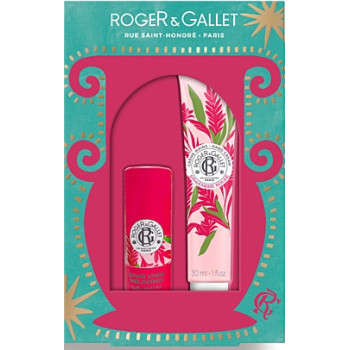 Roger & Gallet – Coffret Grand Bazar de Noël Gingembre Rouge, Baume lèvres & Crème mains
