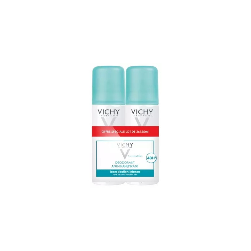 Vichy – Déodorant Anti-Transpirant Efficacité 48H Lot de 2, 125 ml Vichy – Déodorant Anti-Transpirant Efficacité 48H Lot de 2, 125 ml