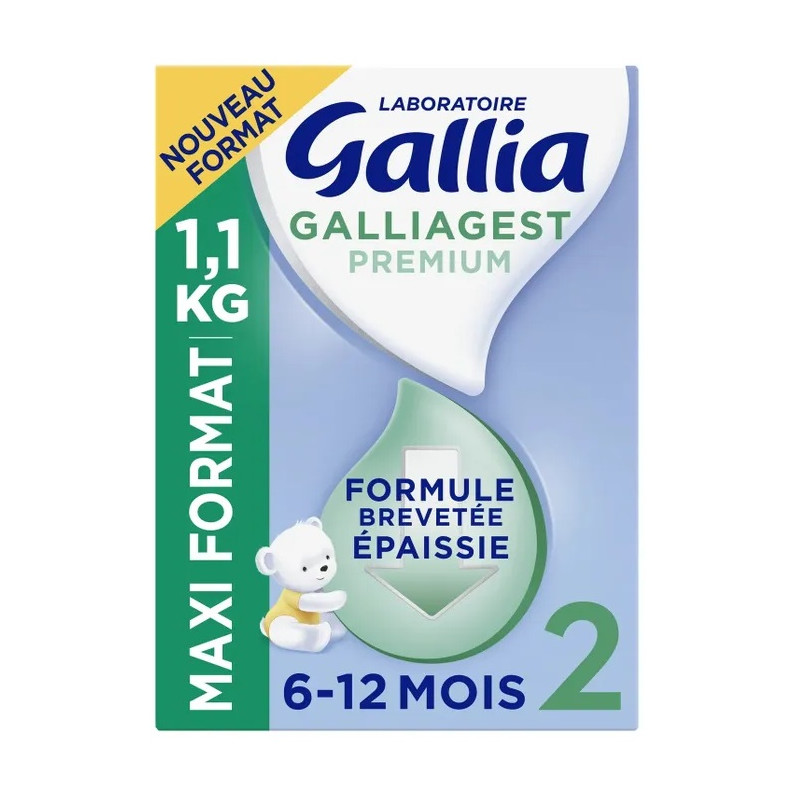 Gallia – Galliagest Premium 2 Lait en Poudre Épaissi 2ᵉ Âge 6-12 mois, 800 g