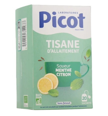 Picot – Tisane Allaitement Saveur Citron Bio, 20 sachets