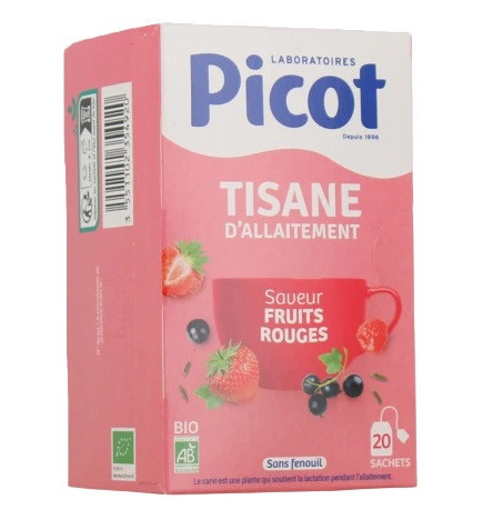 Picot – Tisane Allaitement Saveur Fruits Rouges Bio, 20 sachets