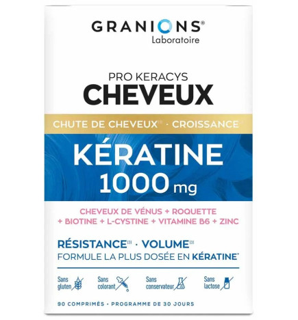 Granions – Pro Keracys Cheveux Kératine 1000 mg Résistance & Volume, 90 comprimés