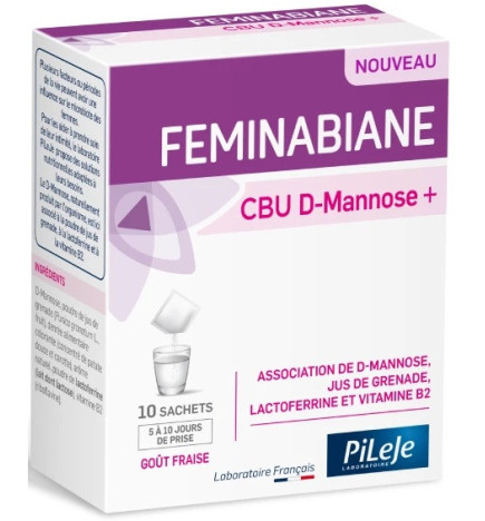 PiLeJe – Feminabiane CBU D-Mannose + Confort Intime, 14 sachets goût fraise