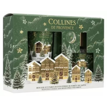 Collines de Provence – Coffret Bougie de Noël & Parfum d’Intérieur Forêt de Sapin
